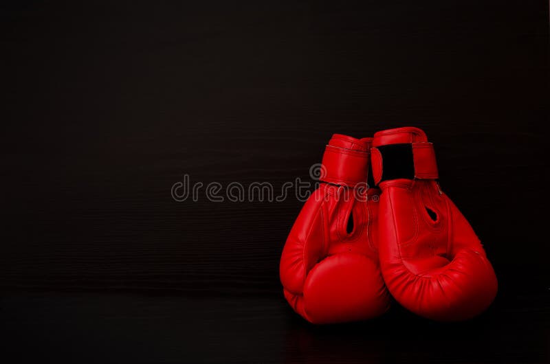 Two Red Boxing Gloves Side Frame Black Background Stock Photos Free