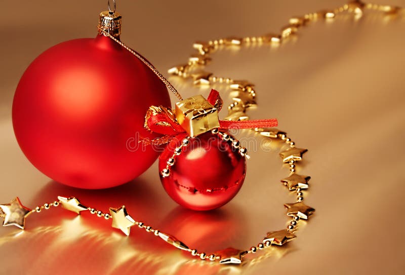 Two red christmas balls