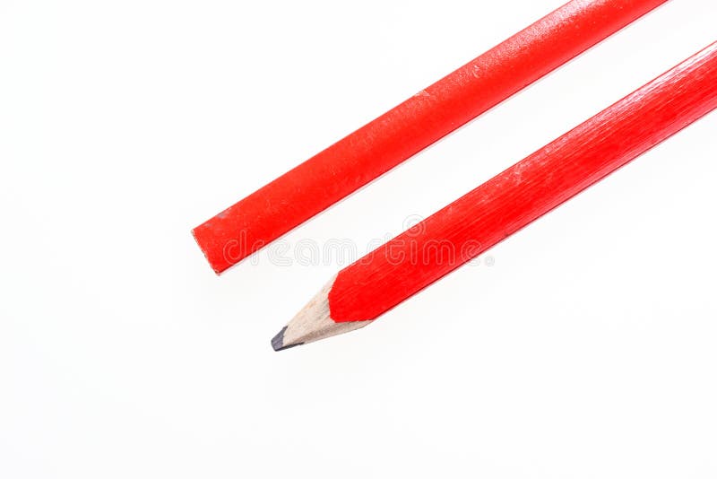 Two Red Construction Pencils Isolated on White Stock Photo Image of