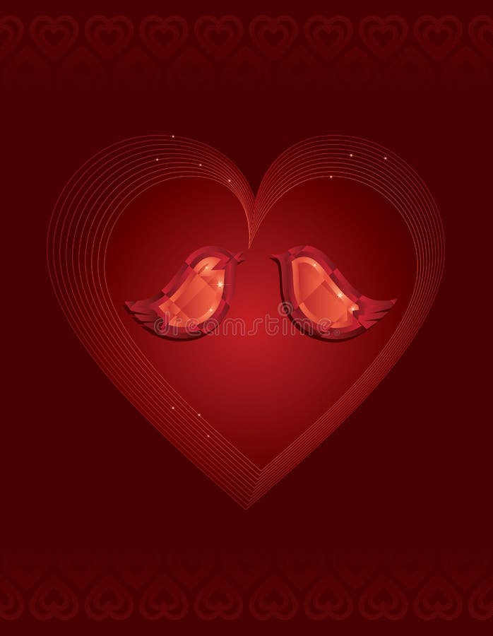 Two red diamond love birds stock illustration Two red diamond love birds stock illustration