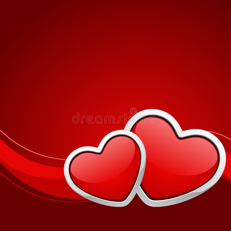 Two red glossy heart