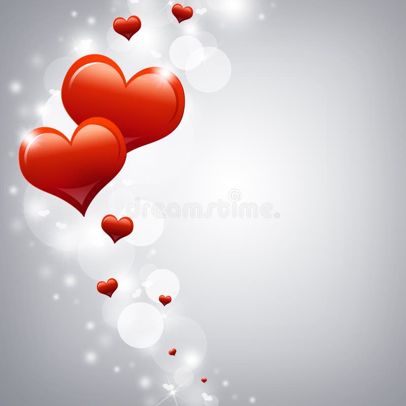 Two red hearts. Abstract background