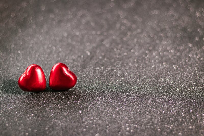 Two Red Hearts on Black Background for Valentines Day. Stock Image - Image  of gift, love: 171319245