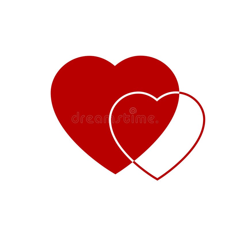 Two red hearts icon. Hearts on transparent background. Love icon. Hearts from greeting card on Valentine day