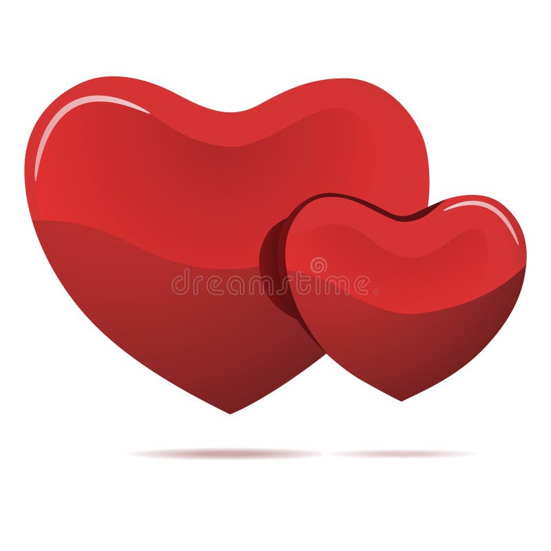 Two red hearts isolated on white