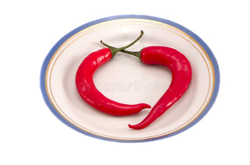 Two red hot chili pepper dish. Healthy nutrition