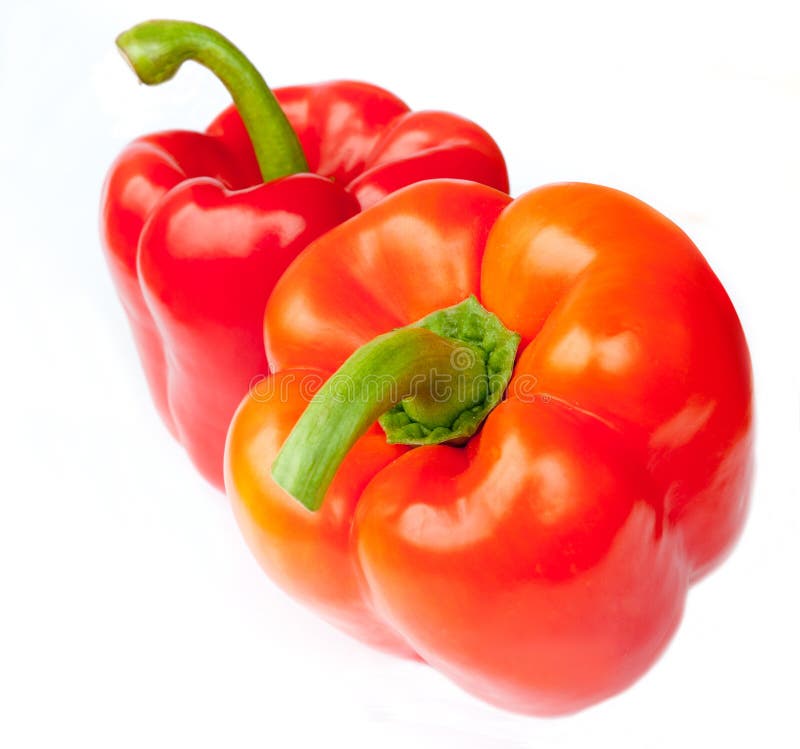 Two red peppers, isolated stock image. Image of organic 50436025