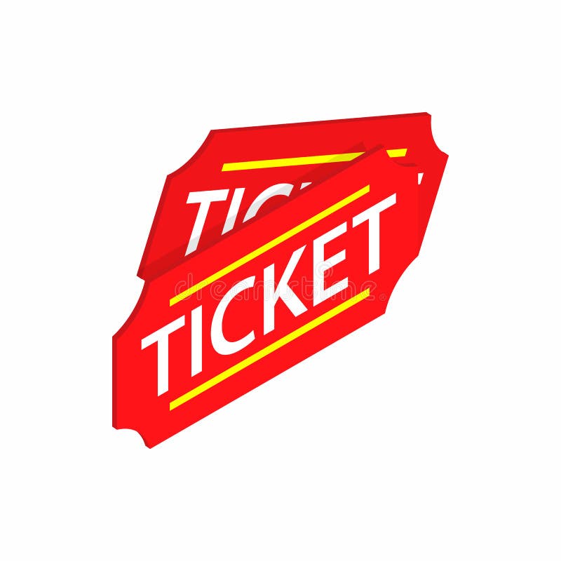 Two Red Tickets Icon, Isometric 3d Style Stock Vector Illustration of