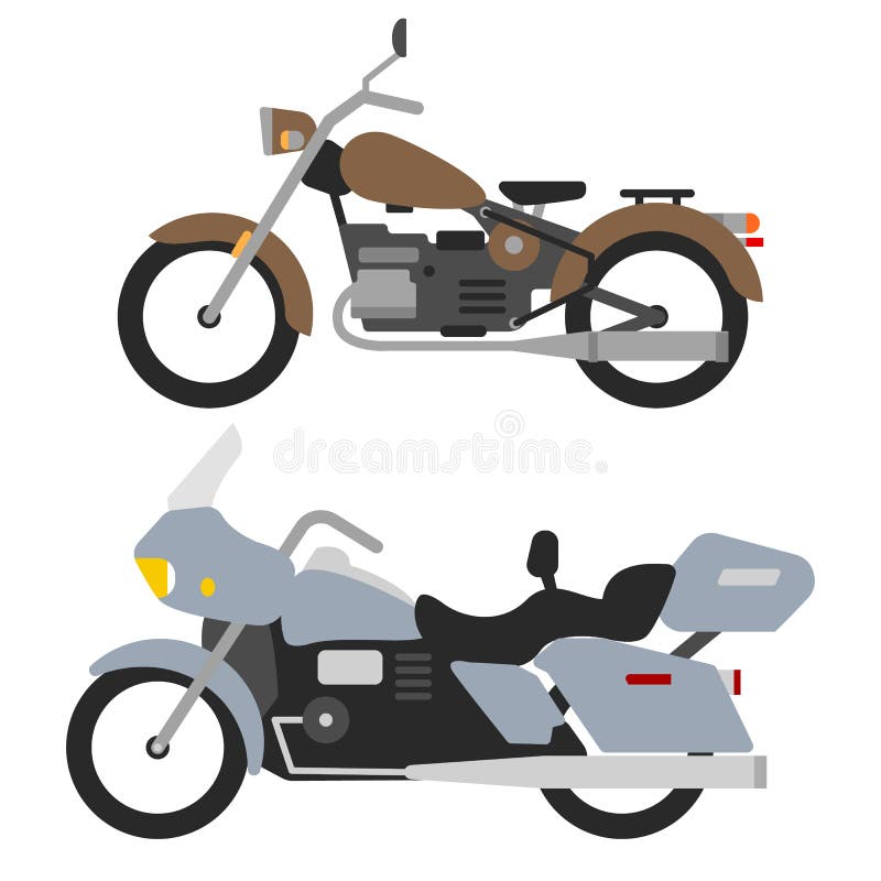 Two retro motorbikes isolated on white, vintage motorcycle vector illustration Two retro motorbikes isolated on white, vintage motorcycle vector illustration