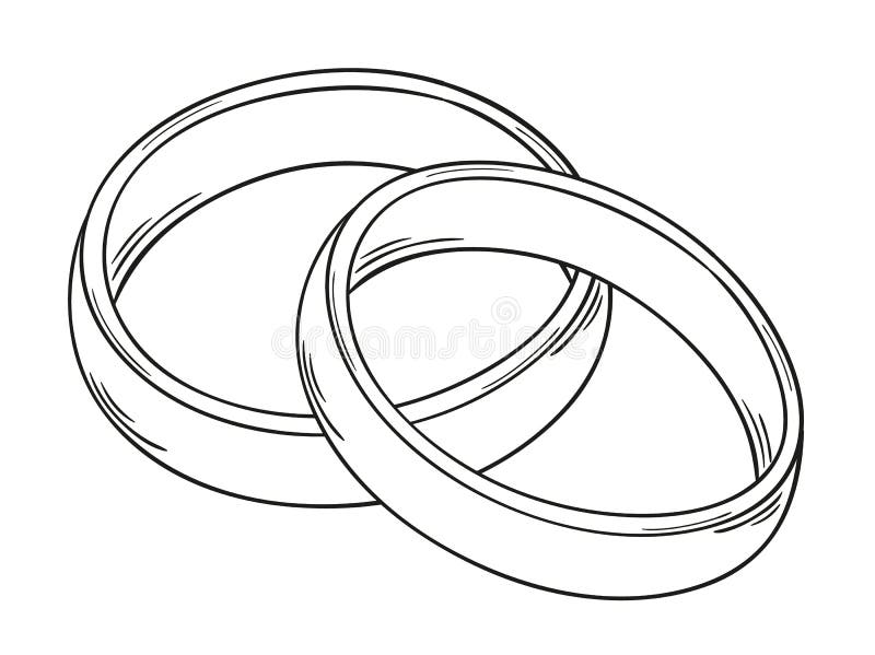 Cartoon sticker with wedding rings on white Vector Image