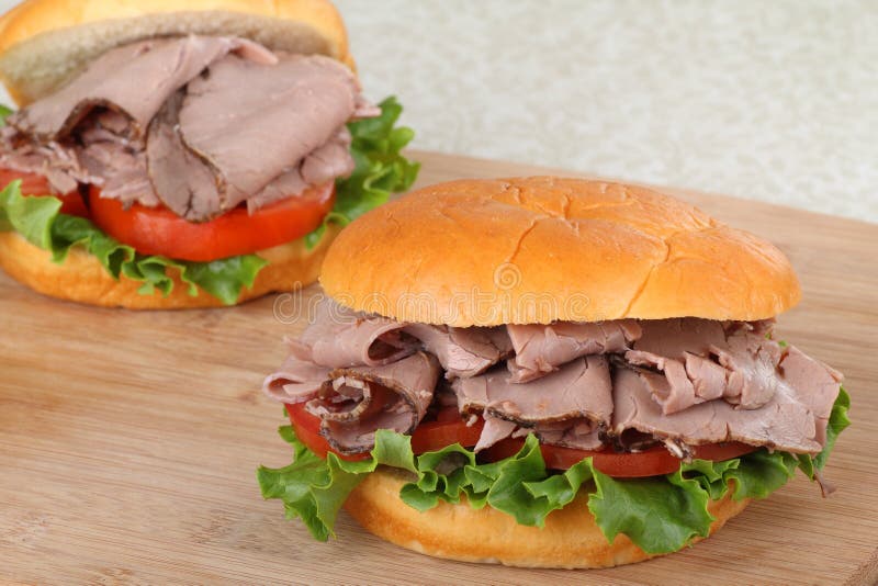 Roast Beef Sandwich and Soup Stock Photo Image of tomato, lettuce