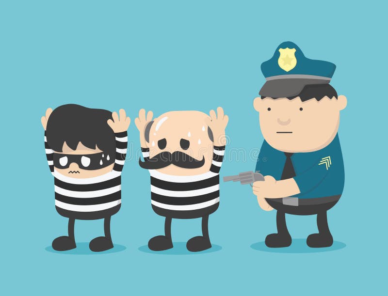 Two Robbers Arrested by Police Stock Vector - Illustration of caucasian