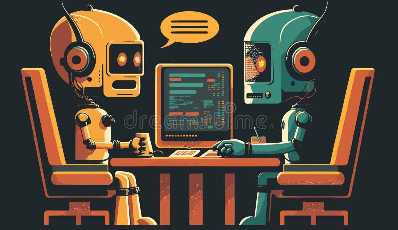 People and robots stock vector. Illustration of creative - 20844336