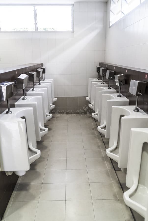 Two Rows of Urinals for Men Stock Image Image of hygienic, flush