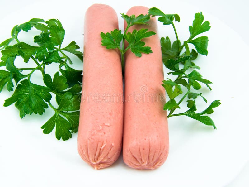 Two sausages stock image. Image of taste, background 16452289