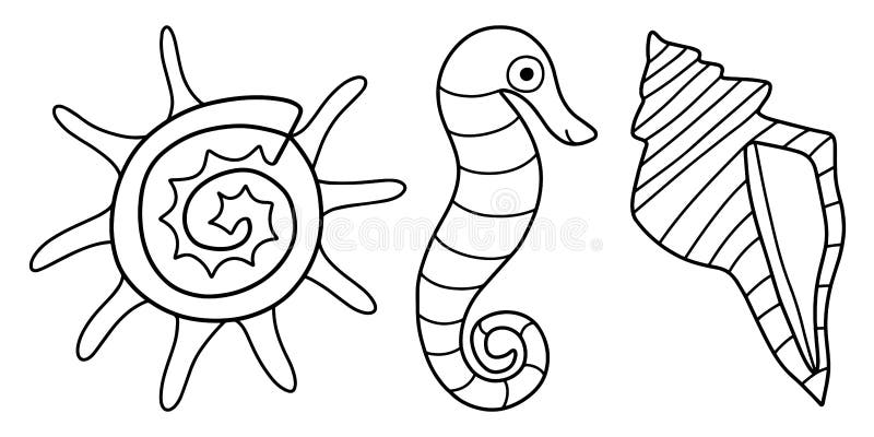 sea creature clipart black and white