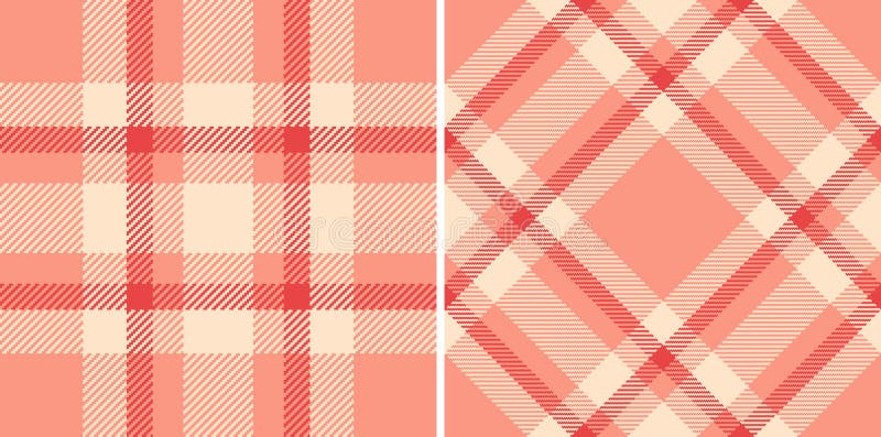 Two seamless plaid patterns in warm, inviting hues. Ideal for backgrounds, textiles, and design projects needing a cozy royalty free illustration
