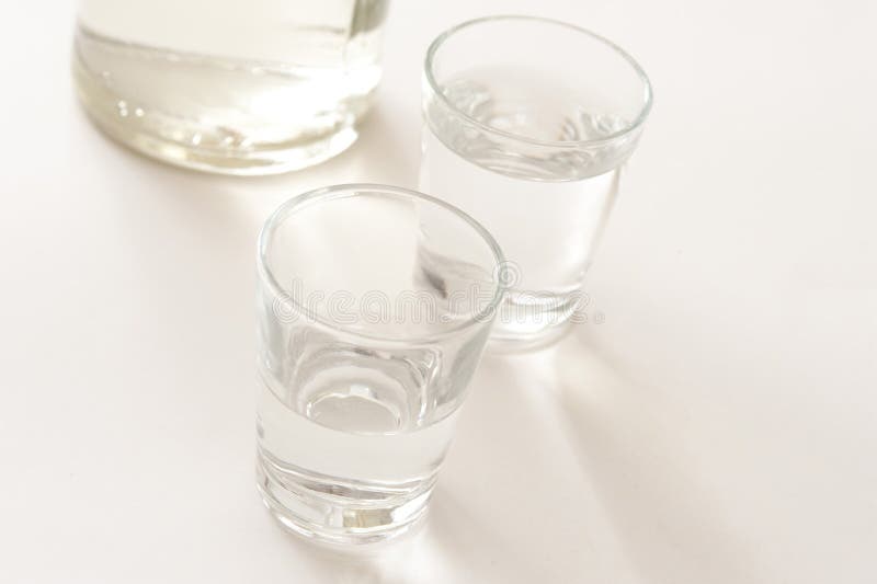 Two Shot Glasses of Clear Spirits Stock Photo Image of neat, spirits