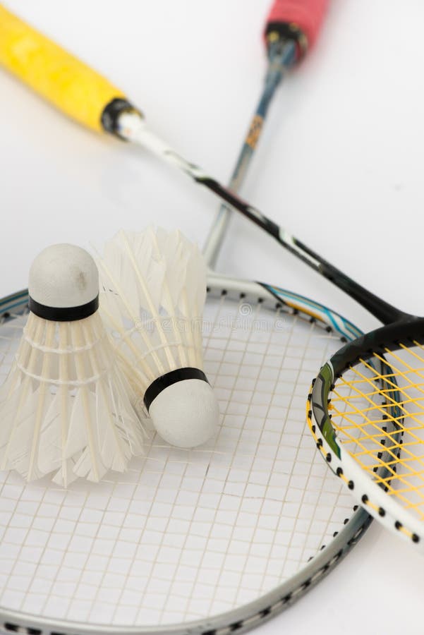 Two Shuttlecocks and Badminton Racket Stock Image Image of badminton, white 36018987