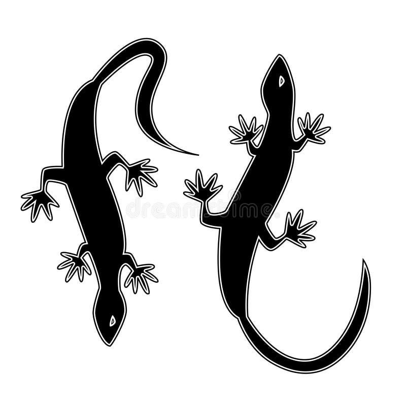 Two Silhouettes in the Form of Lizards. Stock Vector - Illustration of ...