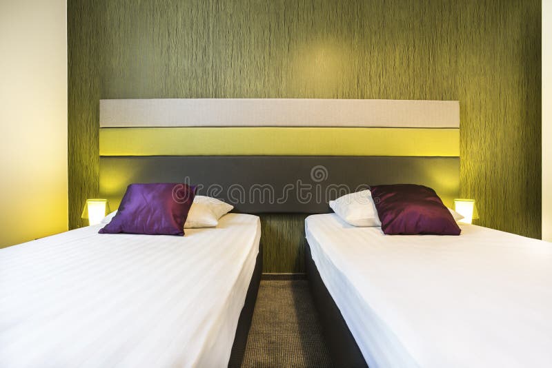 Two single beds stock image. Image of clean 21285285