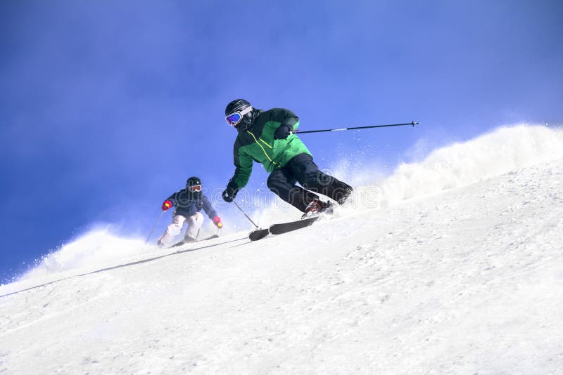 Two Skiers skiing