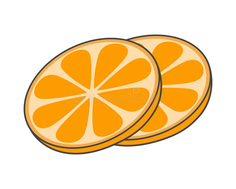 Two Slices of Orange Hand Drawn Image Fruity Icon