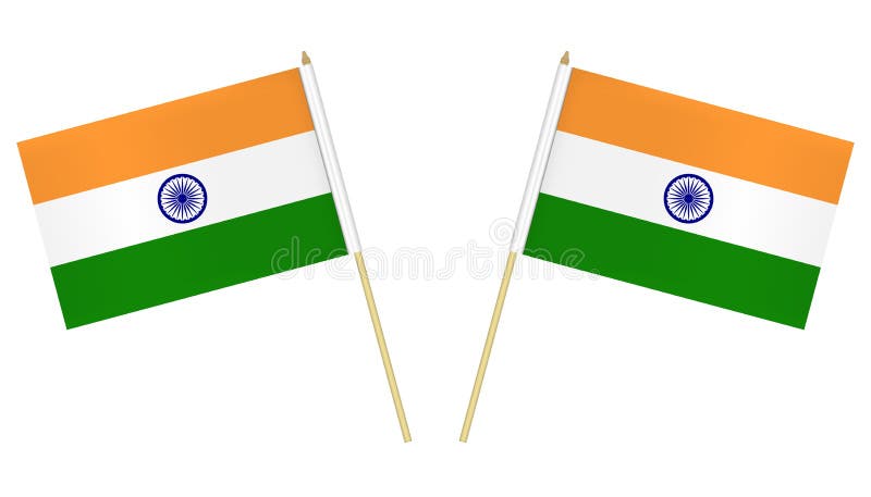 Small Indian Flags Isolated on White Background, Vector Illustration.  National Flag of India on Pole Stock Vector - Illustration of india,  background: 210070717