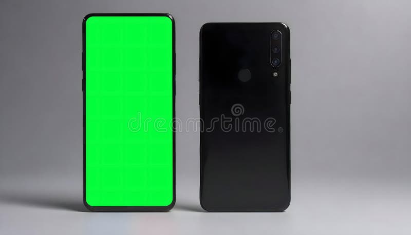 Two Smartphones, Green Screen and Black Back, Mockup vector illustration