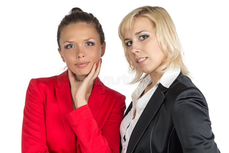 Two Smiling Businesswoman Looking At Camera Stock Image Image Of Lean