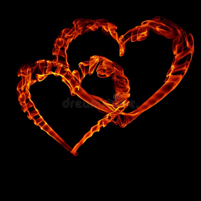 Two smoke fire heart for valentine day vector illustration