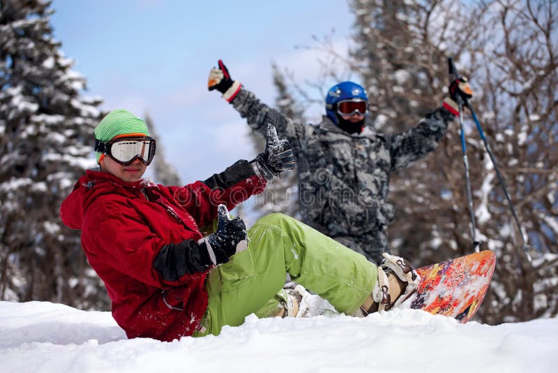 Two snowboarder