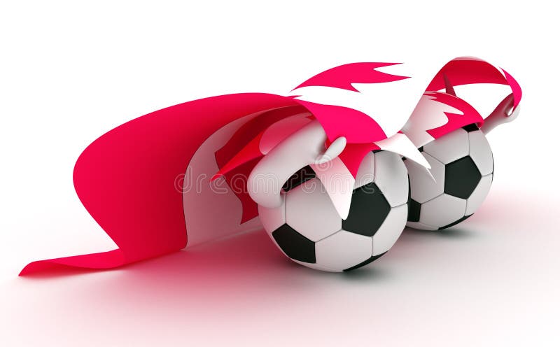 Two soccer balls hold Canada flag