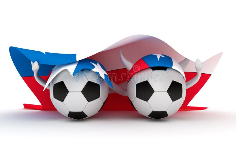 Two soccer balls hold Chile flag