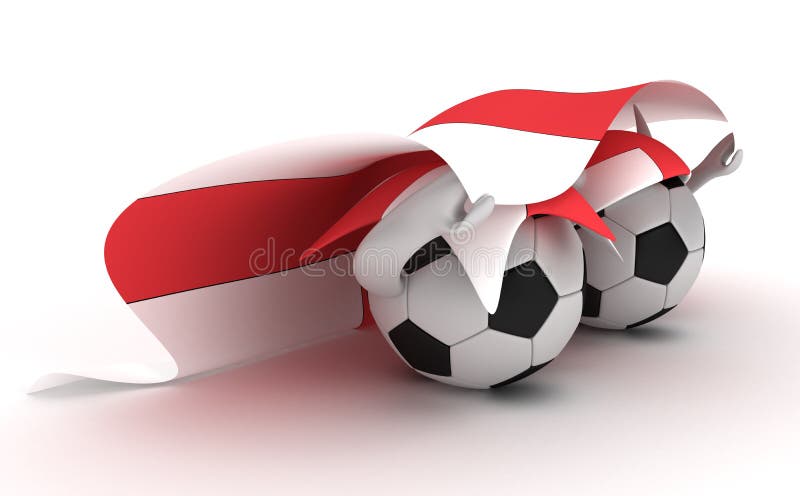 Two soccer balls hold England flag