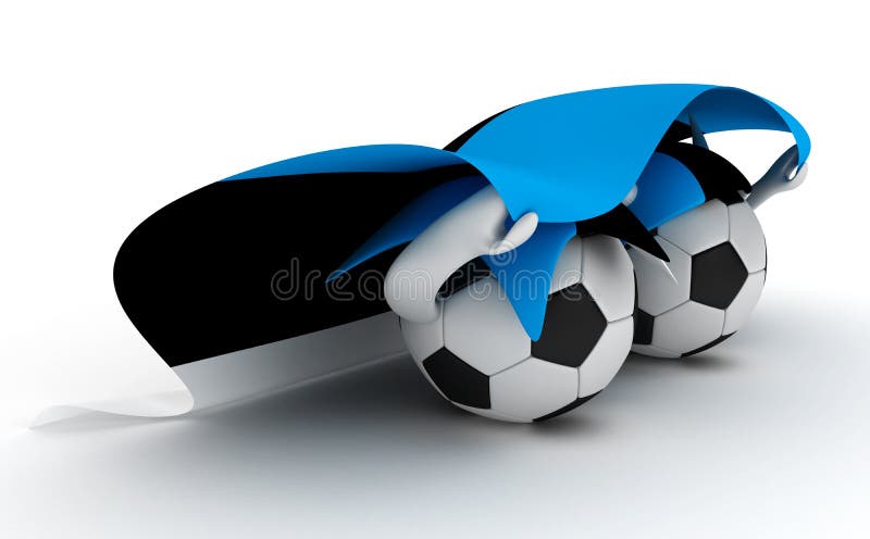 Two soccer balls hold Estonia flag