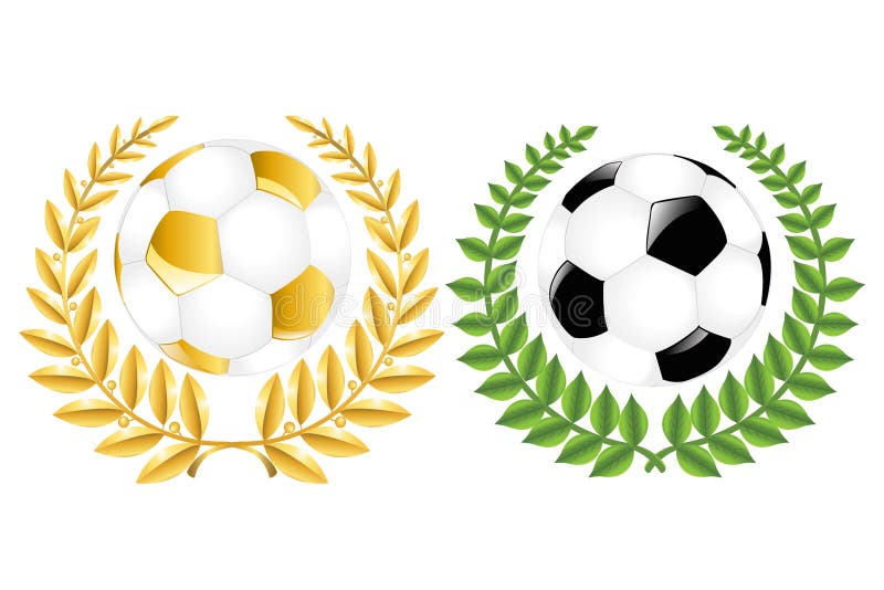 Two Soccer Balls With Wreathes. Vector