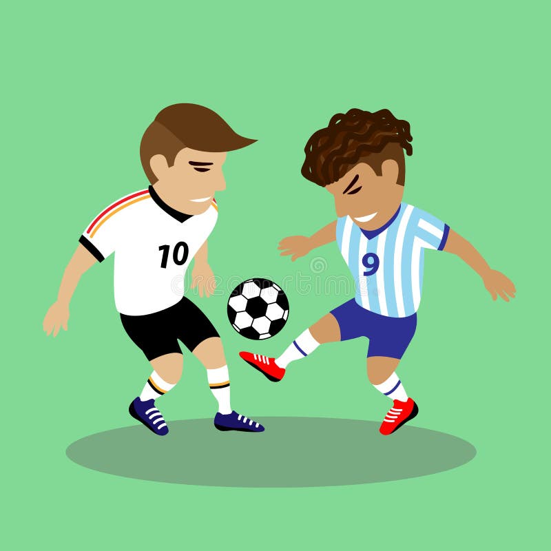 Two Soccer Players Fighting for a Ball Stock Vector Illustration of