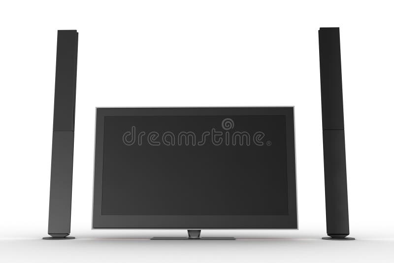 Two Speakers and a Plasma Tv 2 Stock Illustration Illustration of