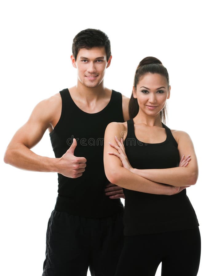 Two sportive people in black sports wear