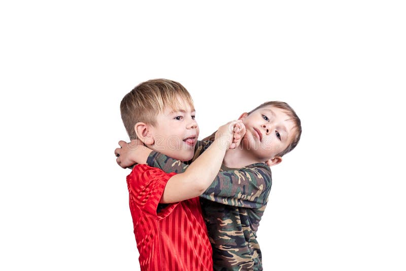 Two Sportsmen Doing Self Defense Techniques On White Isolated Background Stock Photo Image Of Sportsman Child