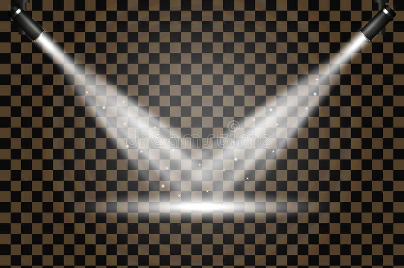 Two Spotlights on Dark Checkered Background. Spotlights Effect
