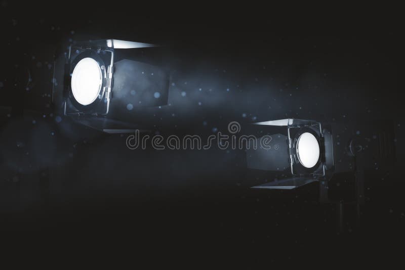 Two Spotlights on Smoky Background Stock Illustration Illustration of