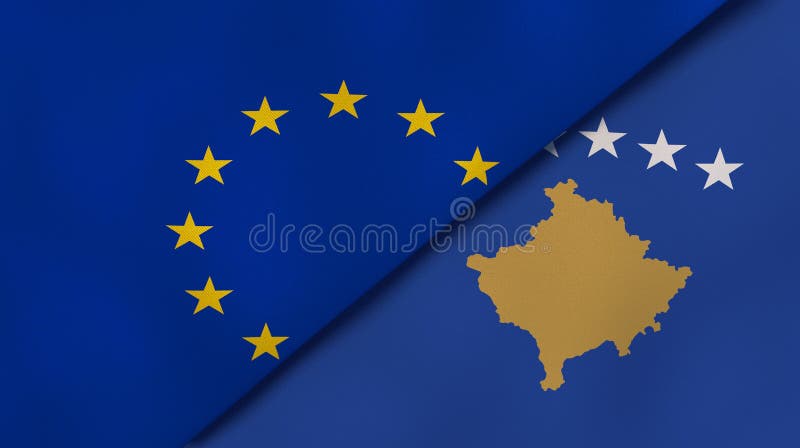 The Flags of European Union and Kosovo. News, Reportage, Business ...
