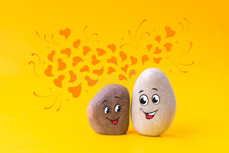Two Stones with Drawn Funny Faces in Love Stock Image - Image of african,  happiness: 174478683