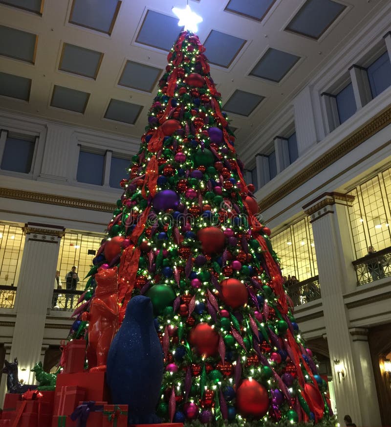 A Two Story Christmas Tree in the Walnut Room in Macy`s Department ...