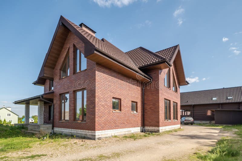 Two-story Concrete or Brick Country House Stock Image - Image of ...