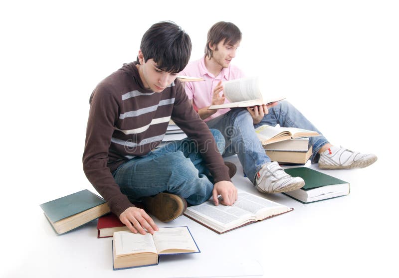 The two students with the books isolated