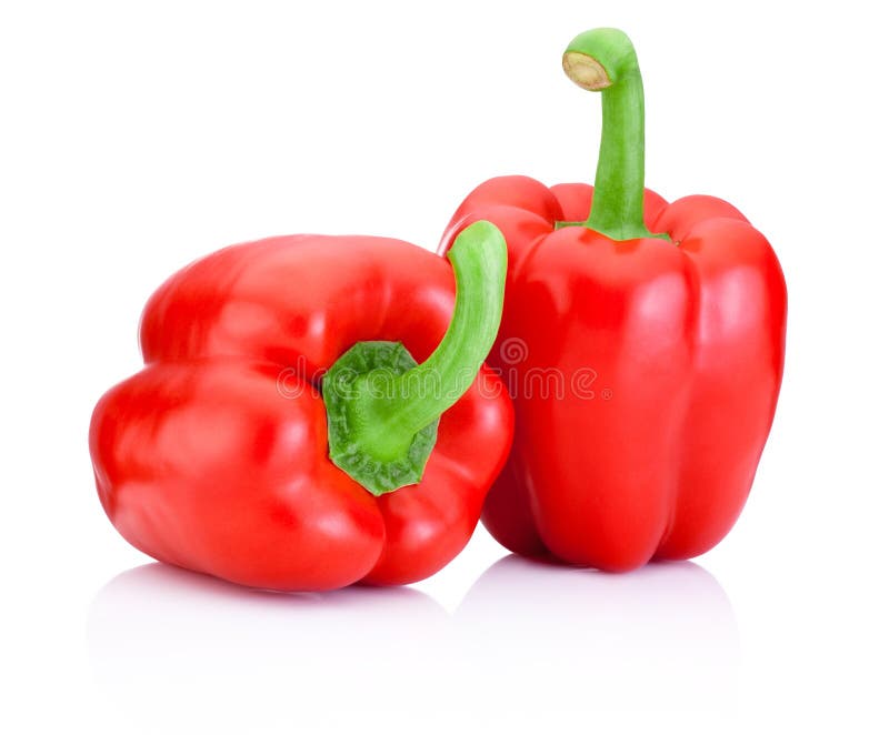 Two Sweet Red Peppers isolated on white background