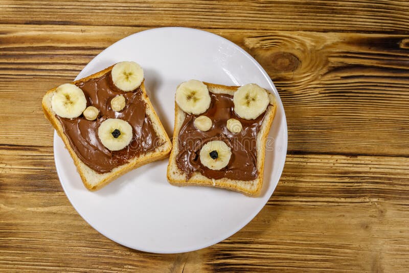 Two Sweet Sandwiches with Delicious Chocolate Hazelnut Spread and